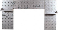Triton - 30" Wide x 55" High Peg Board Strip - 3 Panels, 9 Hooks, Steel with Epoxy Coating, Silver - Eagle Tool & Supply