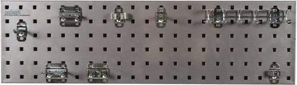 Triton - 9" Wide x 21-1/2" High Peg Board Strip - 1 Panel, 8 Hooks, Steel with Epoxy Coating, Silver - Eagle Tool & Supply