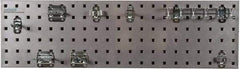 Triton - 9" Wide x 21-1/2" High Peg Board Strip - 1 Panel, 8 Hooks, Steel with Epoxy Coating, Silver - Eagle Tool & Supply