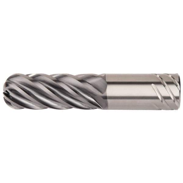 Kennametal - 1", 6 Flute, Single End, Solid Carbide, 1/4" Corner Radius End Mill - 7" OAL, 38° Helix, Right Hand Flute, 4" LOC, Right Hand Cut - Eagle Tool & Supply