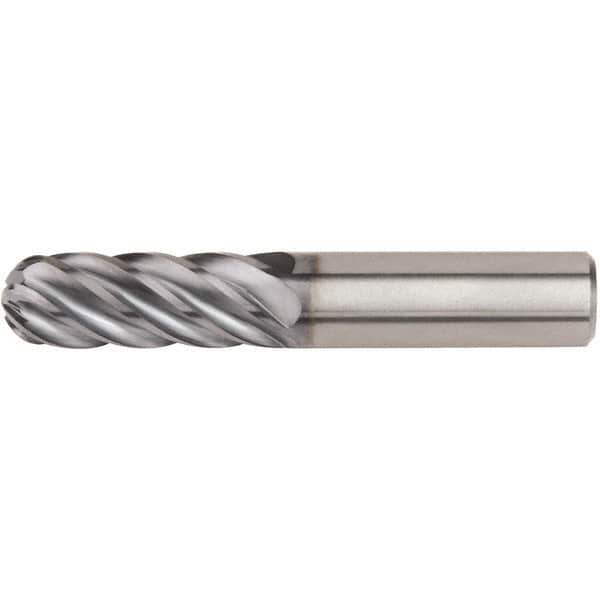 Kennametal - 1/2" Diam, 1-1/2" LOC, 6 Flute Solid Carbide Ball End Mill - AlTiN Finish, Single End, 3-1/2" OAL, 1/2" Shank Diam - Eagle Tool & Supply