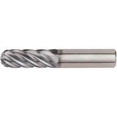 Kennametal - 1/2" Diam, 1-1/2" LOC, 6 Flute Solid Carbide Ball End Mill - AlTiN Finish, Single End, 3-1/2" OAL, 1/2" Shank Diam - Eagle Tool & Supply