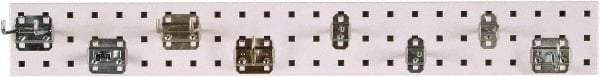 Triton - 4-1/2" Wide x 36" High Peg Board Strip - 1 Panel, 8 Hooks, Steel with Epoxy Coating, White - Eagle Tool & Supply