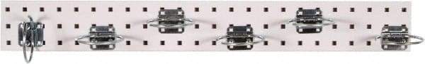 Triton - 4-1/2" Wide x 36" High Peg Board Strip - 1 Panel, 6 Hooks, Steel with Epoxy Coating, White - Eagle Tool & Supply