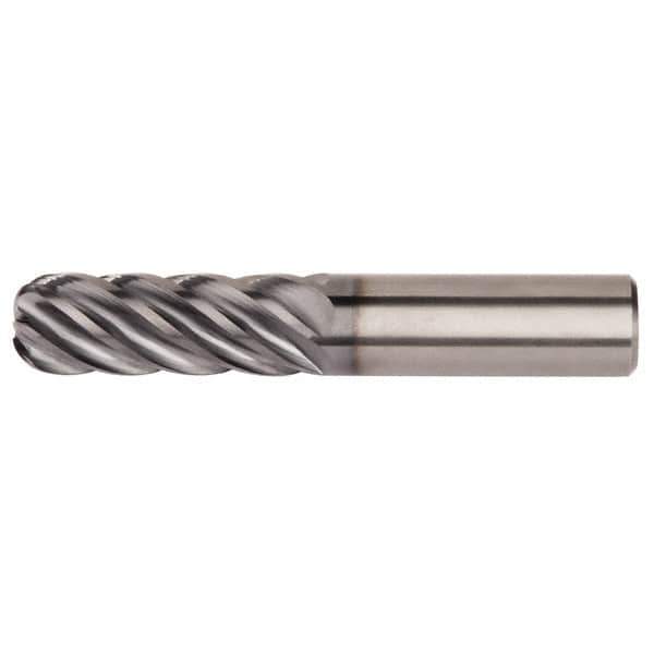 Kennametal - 3/4", 6 Flute, Single End, Solid Carbide, 0.12" Corner Radius End Mill - 5-1/2" OAL, 38° Helix, Right Hand Flute, 3" LOC, Right Hand Cut - Eagle Tool & Supply