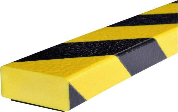 PRO-SAFE - 39" Long, Polyurethane Foam Type D Surface Guard - Black/Yellow, 1" High x 2" Wide Side - Eagle Tool & Supply