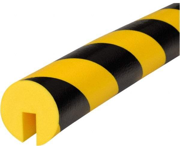 PRO-SAFE - 39" Long, Polyurethane Foam Type B+ Edge Guard - Black/Yellow, 1" High x 2" Wide Side - Eagle Tool & Supply