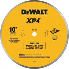 DeWALT - 10" Diam, 15.88mm Arbor Hole Diam, Continuous Edge Tooth Wet & Dry Cut Saw Blade - Steel, Smooth Action, Standard Round Arbor - Eagle Tool & Supply