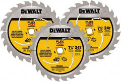 DeWALT - 7-1/4" Diam, 15.88mm Arbor Hole Diam, 24 Tooth Wet & Dry Cut Saw Blade - Steel, Smooth Action, Standard Round Arbor - Eagle Tool & Supply