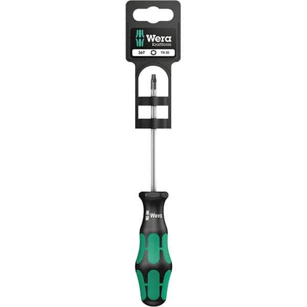 Wera - T15 Torx Driver - 3-1/8" Blade Length, 12-13/64" OAL, Ergonomic Handle, Chrome Plated Steel - Eagle Tool & Supply