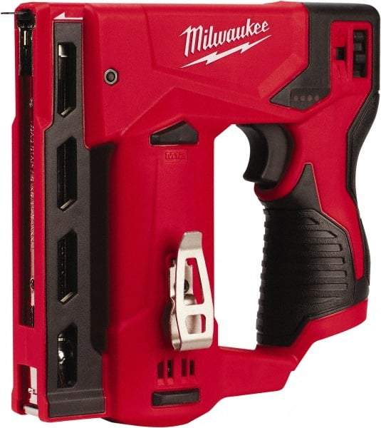 Milwaukee Tool - Battery Crown Stapler - 3/8" Staples, Red & Black - Eagle Tool & Supply