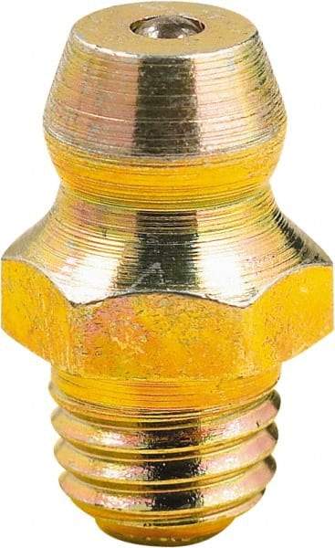 lumax - Straight Head Angle, M6x1 Metric Steel Grease Fitting Adapter - 7mm Hex, 0.6" Overall Height, 1/4" Shank Length - Eagle Tool & Supply