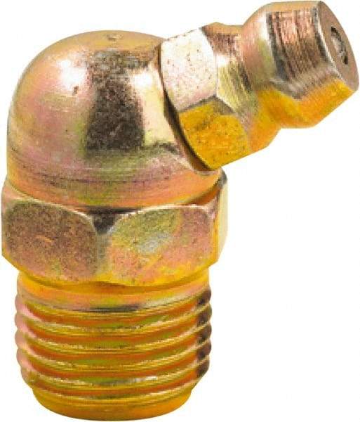 lumax - 65° Head Angle, 1/8 PTF Steel Grease Fitting Adapter - 7/16" Hex, 0.85" Overall Height, 0.29" Shank Length - Eagle Tool & Supply