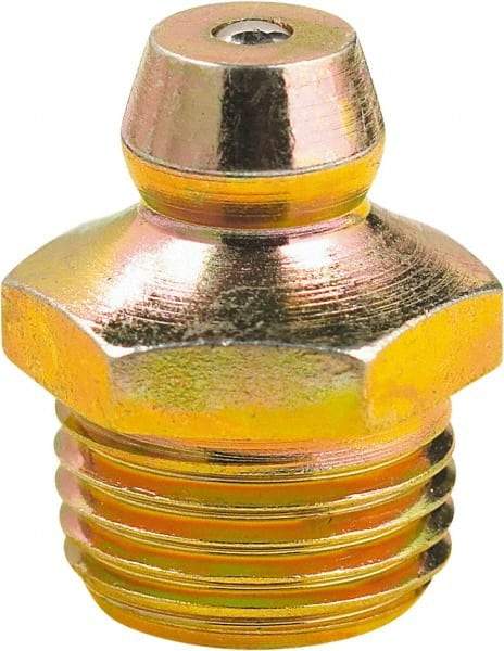 lumax - Straight Head Angle, 1/8 PTF Steel Grease Fitting Adapter - 7/16" Hex, 0.63" Overall Height, 0.28" Shank Length - Eagle Tool & Supply