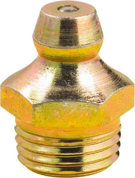 lumax - Straight Head Angle, M10x1 Metric Steel Grease Fitting Adapter - 11mm Hex, 0.63" Overall Height, 1/4" Shank Length - Eagle Tool & Supply