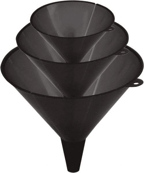 lumax - 48 oz Capacity Plastic Funnel Set - Straight Spout, Black - Eagle Tool & Supply