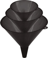 lumax - 48 oz Capacity Plastic Funnel Set - Straight Spout, Black - Eagle Tool & Supply