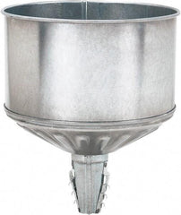 lumax - 256 oz Capacity Steel Funnel - 9-1/2" Mouth OD, 1-1/4" Tip OD, 3-3/4" Straight Spout, Silver - Eagle Tool & Supply