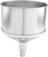 lumax - 256 oz Capacity Steel Funnel - 9-1/2" Mouth OD, 1-1/4" Tip OD, 3-3/4" Straight Spout, Silver - Eagle Tool & Supply