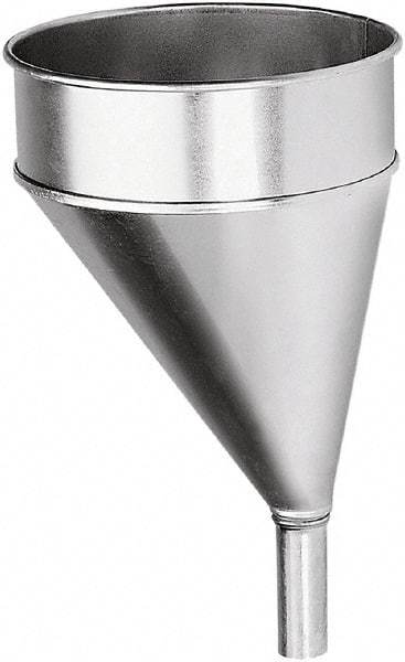 lumax - 204 oz Capacity Steel Funnel - 8-1/2" Mouth OD, 1-1/8" Tip OD, 3-1/4" Straight Spout, Silver - Eagle Tool & Supply