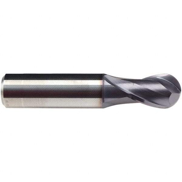 Emuge - 18mm Diam, 24mm LOC, 2 Flute Solid Carbide Ball End Mill - TiAlN Finish, Single End, 84mm OAL, 18mm Shank Diam, Ball Flute - Eagle Tool & Supply