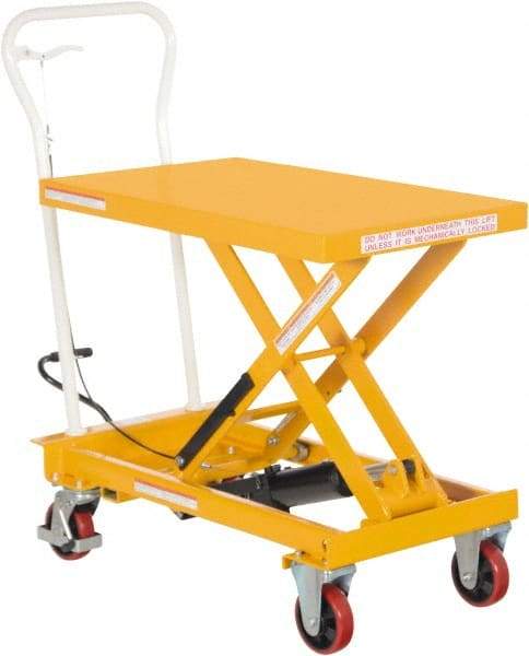 Vestil - 550 Lb Capacity Manual Scissor Elevating Cart - 12-1/2" to 36-1/8" Lift Height, 32-3/4" Platform Length x 19-3/4" Platform Width - Eagle Tool & Supply