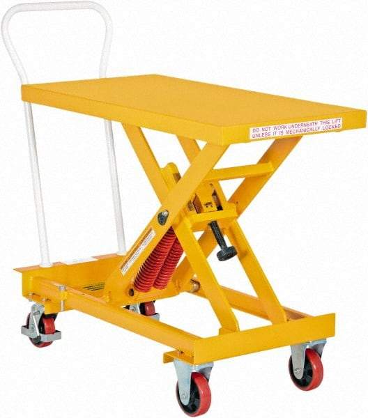 Vestil - 800 Lb Capacity Manual Scissor Elevating Cart - 14-1/2" to 31-1/8" Lift Height, 40" Platform Length x 20" Platform Width - Eagle Tool & Supply