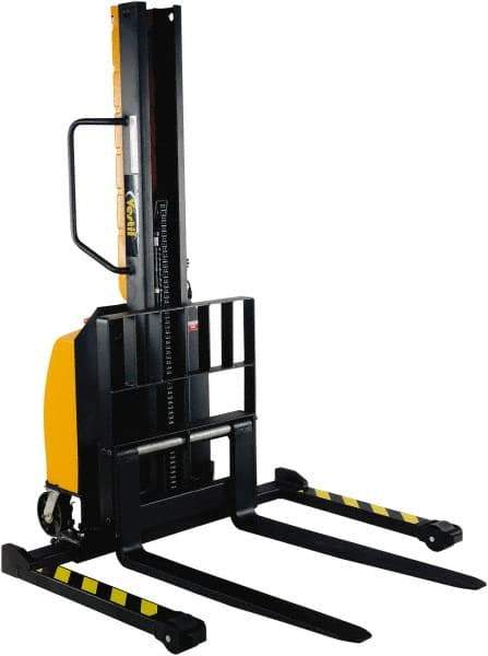Vestil - 1,000 Lb Capacity, 63" Lift Height, Battery Powered Stacker - 2" Lowered Height, 30" Fork Length, 29" Overall Width - Eagle Tool & Supply