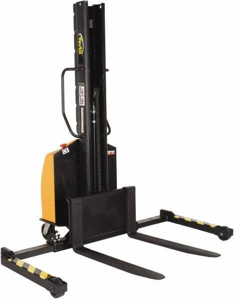 Vestil - 1,500 Lb Capacity, 63" Lift Height, Battery Powered Stacker - 2" Lowered Height, 36" Fork Length, 29-1/2" Overall Width - Eagle Tool & Supply