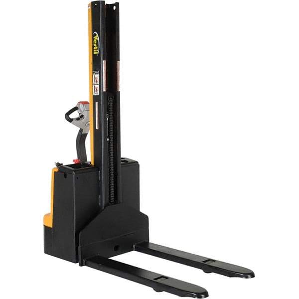 Vestil - 2,200 Lb Capacity, 62" Lift Height, Battery Powered Stacker - 3-3/8" Lowered Height, 42" Fork Length, 32" Overall Width - Eagle Tool & Supply