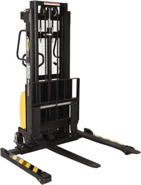Vestil - 2,000 Lb Capacity, 98" Lift Height, Battery Powered Stacker - 2-1/8" Lowered Height, 42" Fork Length, 26-3/4" Overall Width - Eagle Tool & Supply