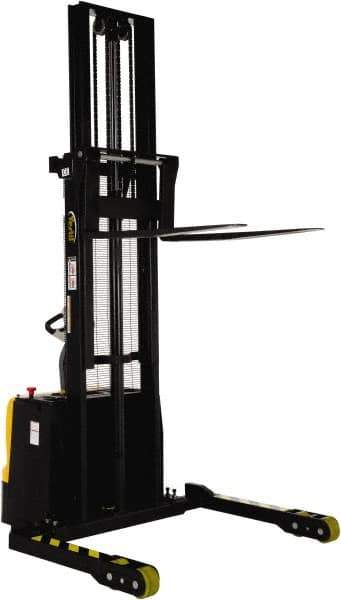 Vestil - 3,000 Lb Capacity, 125" Lift Height, Battery Powered Stacker - 2-1/8" Lowered Height, 42" Fork Length, 50" Overall Width - Eagle Tool & Supply