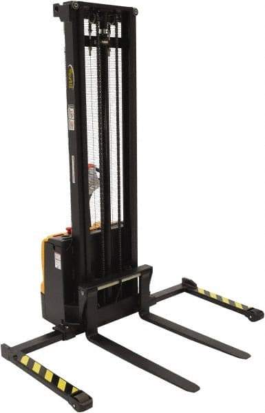Vestil - 2,200 Lb Capacity, 150" Lift Height, Battery Powered Stacker - 2-1/8" Lowered Height, 42" Fork Length, 56" Overall Width - Eagle Tool & Supply