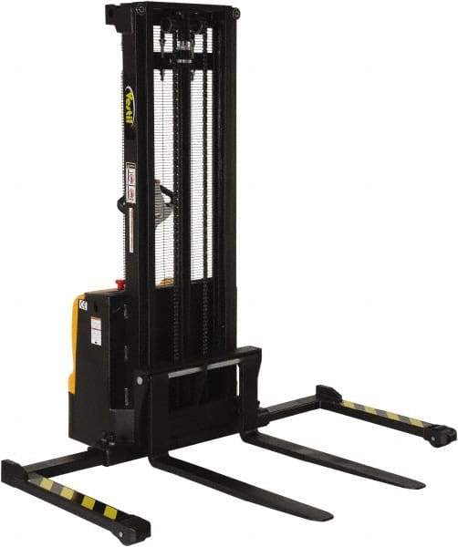 Vestil - 2,200 Lb Capacity, 125" Lift Height, Battery Powered Stacker - 2-1/8" Lowered Height, 42" Fork Length, 50" Overall Width - Eagle Tool & Supply