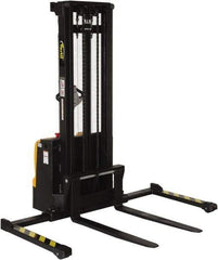Vestil - 2,200 Lb Capacity, 125" Lift Height, Battery Powered Stacker - 2-1/8" Lowered Height, 42" Fork Length, 50" Overall Width - Eagle Tool & Supply