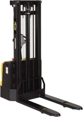 Vestil - 2,200 Lb Capacity, 118" Lift Height, Battery Powered Stacker - 3-3/8" Lowered Height, 42" Fork Length, 30" Overall Width - Eagle Tool & Supply