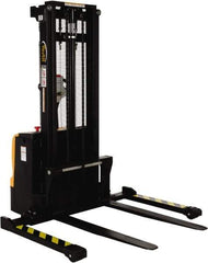 Vestil - 2,200 Lb Capacity, 101" Lift Height, Battery Powered Stacker - 2-1/8" Lowered Height, 42" Fork Length, 58" Overall Width - Eagle Tool & Supply