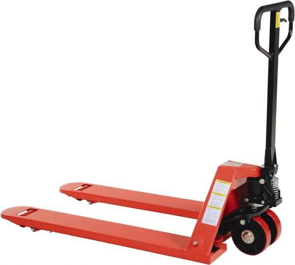 Vestil - 6,000 Lb Capacity, 7-3/4" Lift Industrial Pallet Truck - 2.88" Min Lift Height, 48" Fork Length x 7" Fork Width, 27" Overall Width - Eagle Tool & Supply