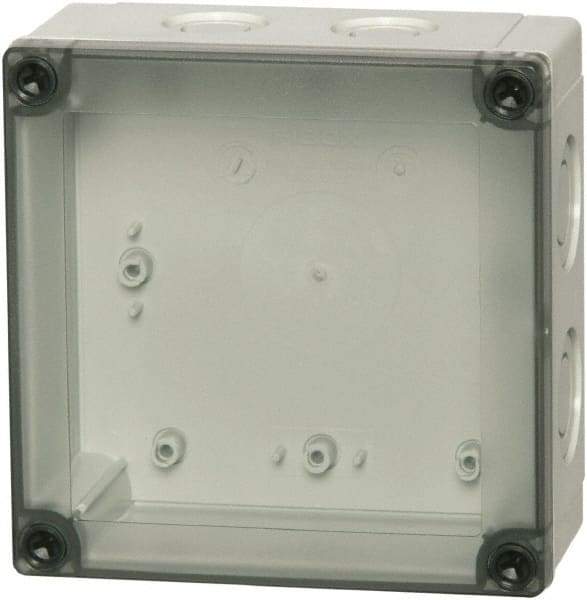 Fibox - Polycarbonate Standard Enclosure Screw Flat Cover - NEMA 1, 4, 4X, 6, 12, 13, 7.09" Wide x 7.09" High x 2.36" Deep - Eagle Tool & Supply