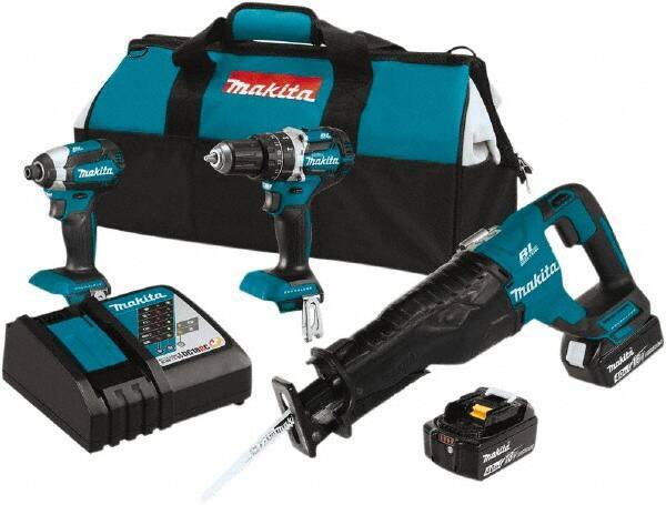 Makita - 18 Volt Cordless Tool Combination Kit - Includes Hammer Drill, Impact Driver & Circular Saw, Lithium-Ion Battery Included - Eagle Tool & Supply