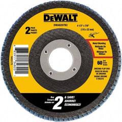 DeWALT - 60 Grit, 4-1/2" Wheel Diam, 3/4" Wheel Thickness, 7/8" Arbor Hole, Type 29 Depressed Center Wheel - Medium Grade, Zirconia Alumina, 13,300 Max RPM - Eagle Tool & Supply