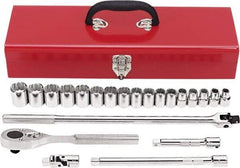 Proto - 22 Piece 1/2" Drive Chrome Finish Socket Set - 12 Points, 10mm to 26mm Range, Metric Measurement Standard - Eagle Tool & Supply