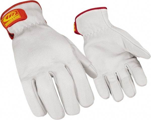 Ringers Gloves - Size 3XL (13), ANSI Cut Lvl 3, Goatskin Leather Cut Resistant Gloves - Hook & Loop Cuff, White, Paired - Eagle Tool & Supply
