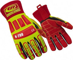 Ringers Gloves - Size S (8), ANSI Cut Lvl 4, Cut & Puncture Resistant Gloves - Open Cuff, Hi-Vis Yellow/Red/Black, Paired - Eagle Tool & Supply