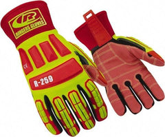 Ringers Gloves - Size 2XL (12), ANSI Cut Lvl 5, Cut & Puncture Resistant Gloves - Open Cuff, Hi-Vis Yellow/Red/Black, Paired - Eagle Tool & Supply