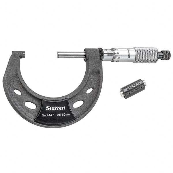 Starrett - Mechanical Outside Micrometers Minimum Measurement (mm): 25.00 Maximum Measurement (mm): 50.00 - Eagle Tool & Supply