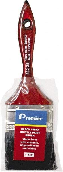 Premier Paint Roller - 2-1/2" Flat China Bristle General Purpose Paint Brush - 2-1/4" Bristle Length, 6" Wood Beavertail Handle - Eagle Tool & Supply
