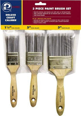 Premier Paint Roller - 1-1/2, 2 & 3" Flat Polyester General Purpose Paint Brush Set - 2-1/4 & 2-1/2 & 3" Bristle Length, 6 & 6-1/2" Wood Beavertail Handle - Eagle Tool & Supply