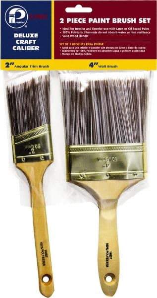 Premier Paint Roller - 2 & 4" Angle/Flat Polyester General Purpose Paint Brush Set - 2-1/2 & 3-1/2" Bristle Length, 6 & 6-1/2" Wood Sash & Beavertail Handle - Eagle Tool & Supply