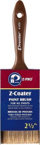 Premier Paint Roller - 2-1/2" Flat Polyester General Purpose Paint Brush - 2-3/4" Bristle Length, 5" Plastic Beavertail Handle - Eagle Tool & Supply
